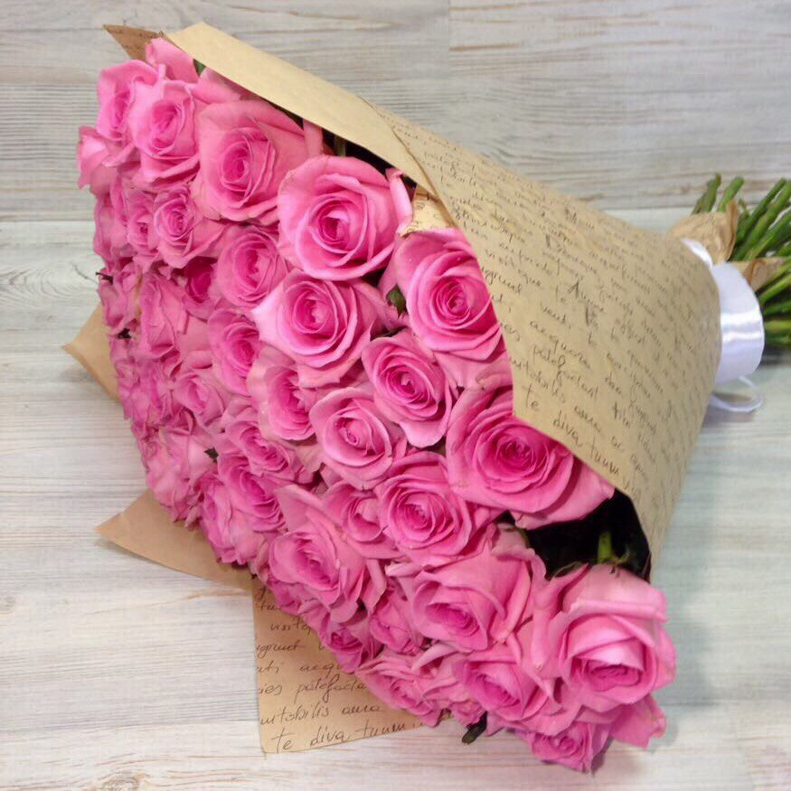 Букет из 51 розовой розы (50см)