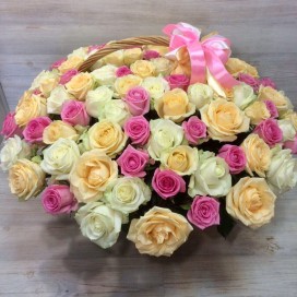 Превью Корзина из 101 розы микс